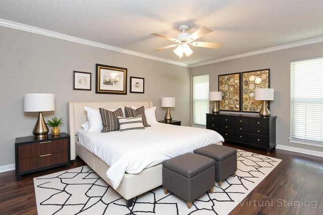 6942 Amberly Rd Unit 6942, Memphis, TN 38119 - bedroom with wood finished floors, multiple windows, crown molding, and a ceiling fan