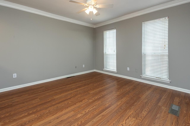 6942 Amberly Rd Unit 6942, Memphis, TN 38119 - spare room featuring crown molding, dark wood-type flooring, and ceiling fan