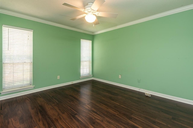 6942 Amberly Rd Unit 6942, Memphis, TN 38119 - unfurnished room featuring plenty of natural light, crown molding, dark wood-style flooring, and a ceiling fan