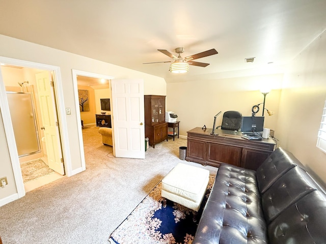 78 Pidgeon Dr, Memphis, TN 38117 - office area with light carpet and ceiling fan