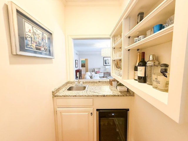 78 Pidgeon Dr, Memphis, TN 38117 - bar with beverage cooler and crown molding