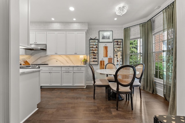 232 Windover Grove Dr, Memphis, TN 38111 - dining room with crown molding, dark wood-style floors, and recessed lighting