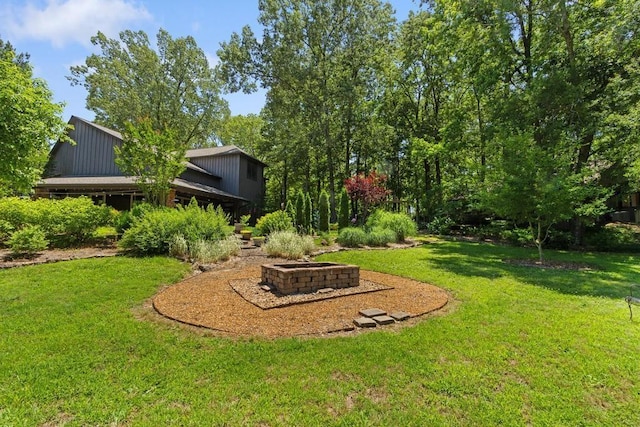 9240 Riveredge Dr, Memphis, TN 38018 - view of green lawn with an outdoor fire pit