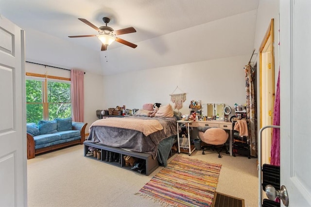 9240 Riveredge Dr, Memphis, TN 38018 - bedroom with carpet, lofted ceiling, and a ceiling fan