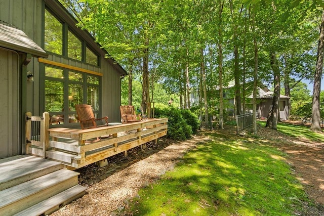 9240 Riveredge Dr, Memphis, TN 38018 - view of yard with a wooden deck
