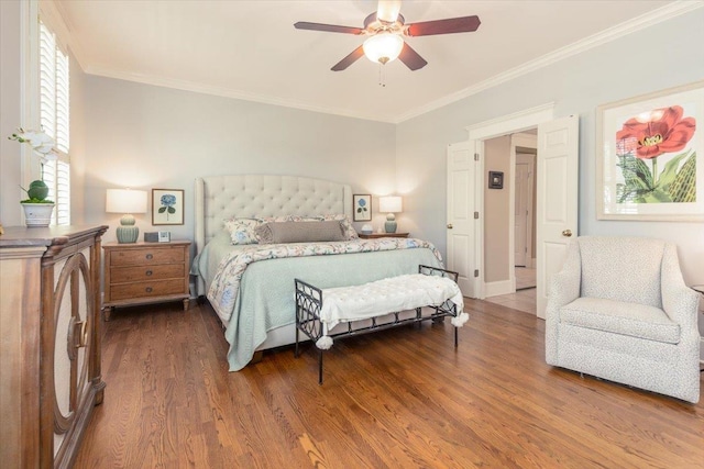1506 Wolf Bend Rd, Germantown, TN 38138 - bedroom featuring wood finished floors, ornamental molding, and a ceiling fan