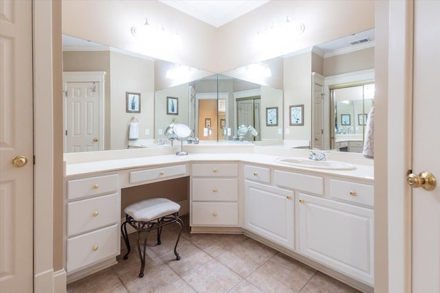 1506 Wolf Bend Rd, Germantown, TN 38138 - full bathroom with tile patterned flooring, crown molding, and vanity