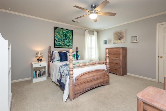 1506 Wolf Bend Rd, Germantown, TN 38138 - carpeted bedroom featuring ornamental molding and ceiling fan
