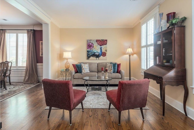 1506 Wolf Bend Rd, Germantown, TN 38138 - living room featuring wood finished floors and ornamental molding
