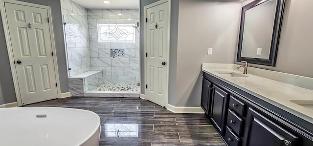 1965 Capas Cv, Cordova, TN 38016 - full bath with double vanity, a stall shower, a freestanding tub, and recessed lighting