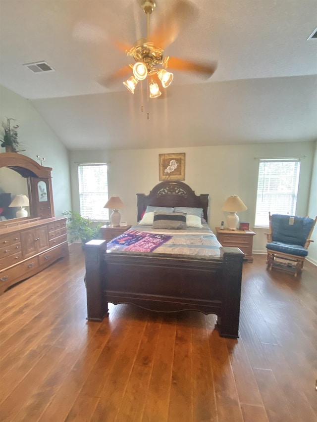 1121 W Red Fern Cir W, Cordova, TN 38018 - bedroom featuring wood finished floors, lofted ceiling, and ceiling fan
