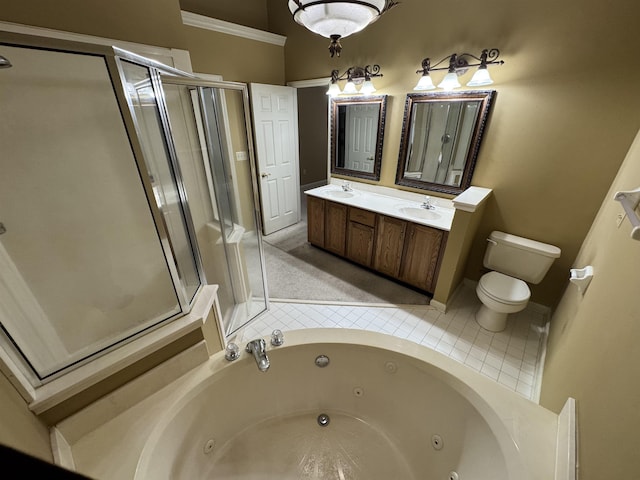 850 N Ericson Rd, Memphis, TN 38018 - bathroom featuring a whirlpool tub, double vanity, and a stall shower