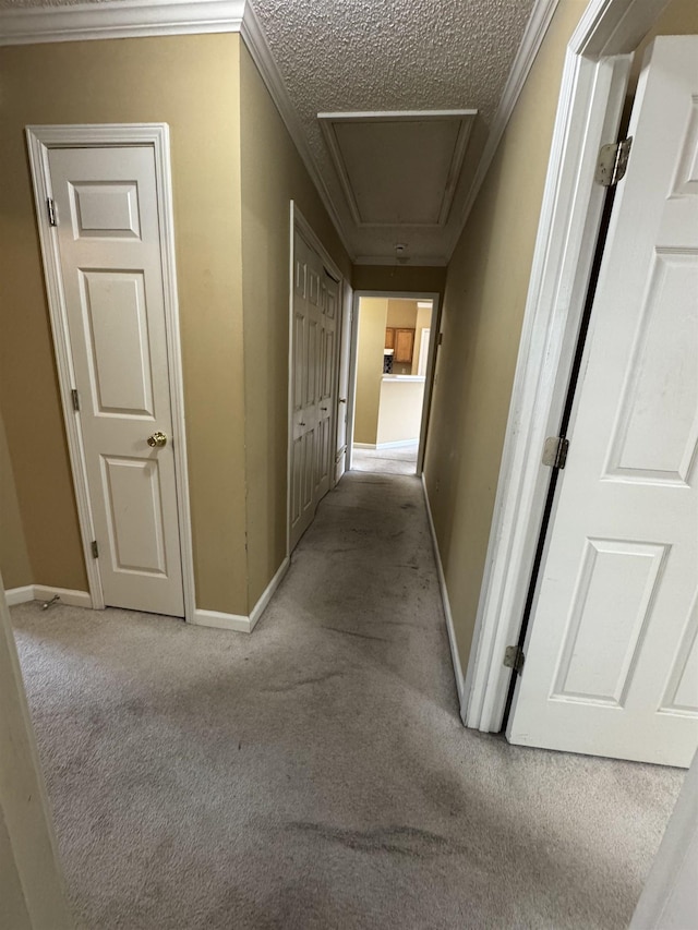 850 N Ericson Rd, Memphis, TN 38018 - hallway with attic access, light colored carpet, and crown molding
