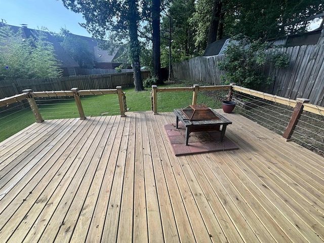 8894 Lake Edge Cv, Memphis, TN 38016 - deck with a fenced backyard and an outdoor fire pit