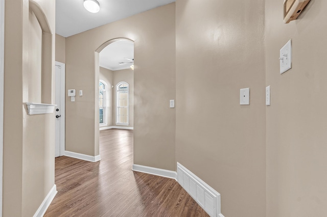 6836 Lagrange Grove Dr, Cordova, TN 38018 - hall with wood finished floors, arched walkways, and ornamental molding