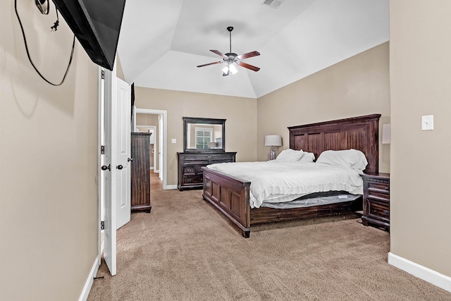 6836 Lagrange Grove Dr, Cordova, TN 38018 - bedroom with light carpet, lofted ceiling, and ceiling fan