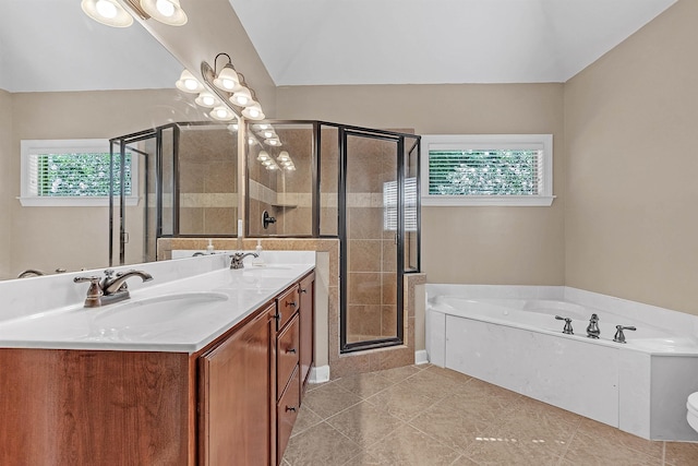 6836 Lagrange Grove Dr, Cordova, TN 38018 - bathroom featuring a bath, a stall shower, double vanity, and tile patterned floors