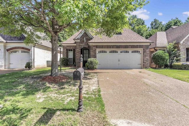 6836 Lagrange Grove Dr, Cordova, TN 38018 - view of front of house featuring brick siding, driveway, an attached garage, roof with shingles, and a front lawn