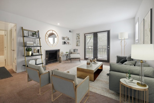 1824 Crossflower Cv Unit 94, Germantown, TN 38138 - living room with plenty of natural light, a fireplace, carpet floors, and recessed lighting