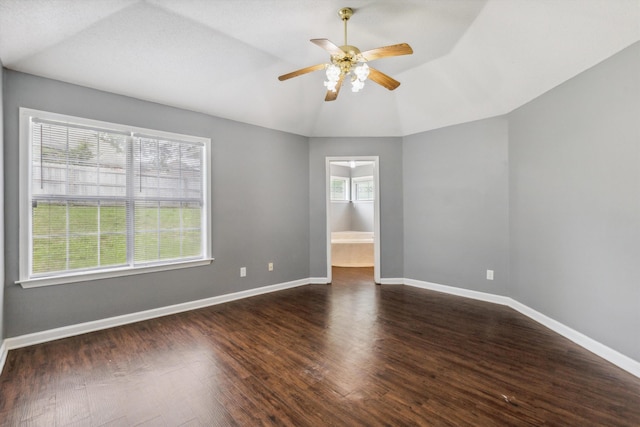 2766 Fletcher View Dr, Memphis, TN 38016 - unfurnished room with a ceiling fan, wood finished floors, and lofted ceiling