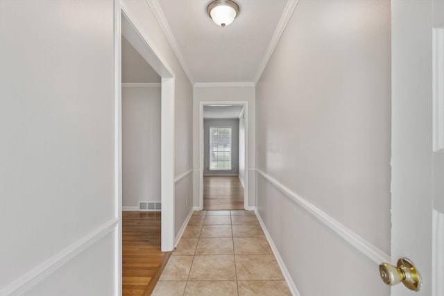 4338 Gardenview Dr, Memphis, TN 38116 - hallway featuring ornamental molding and light wood-style floors