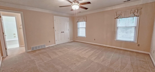 4030 Windolyn Way, Bartlett, TN 38133 - spare room featuring light colored carpet, ceiling fan, and ornamental molding