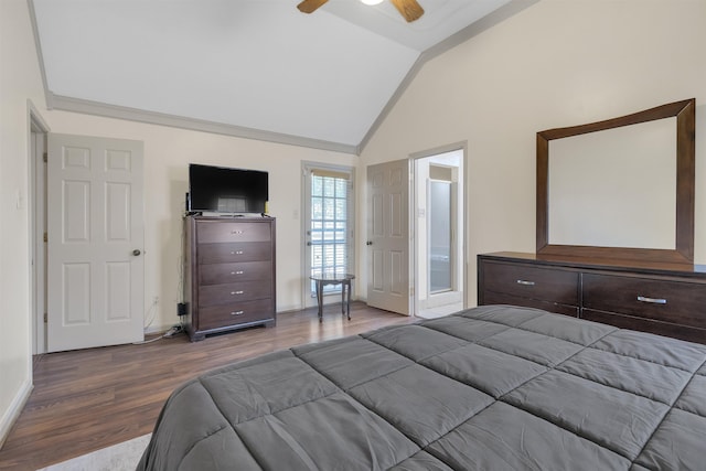 4532 Quail Flight Cv, Memphis, TN 38141 - bedroom featuring wood finished floors, high vaulted ceiling, and a ceiling fan