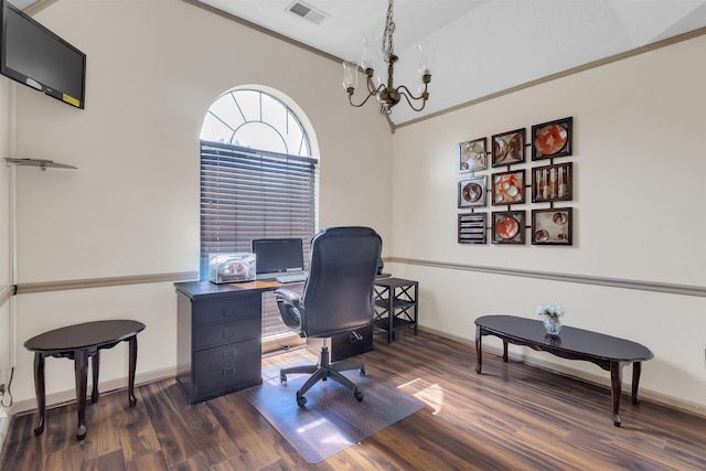 4532 Quail Flight Cv, Memphis, TN 38141 - office area with wood finished floors and a chandelier