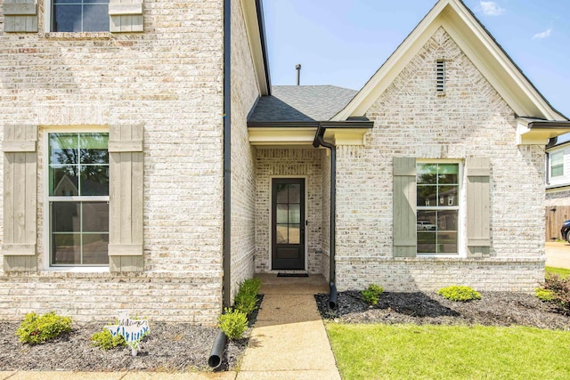 50 Misty Meadow Ln, Oakland, TN 38060 - doorway to property with brick siding and a shingled roof