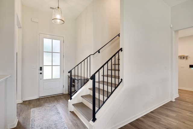 50 Misty Meadow Ln, Oakland, TN 38060 - entrance foyer with wood finished floors and stairs