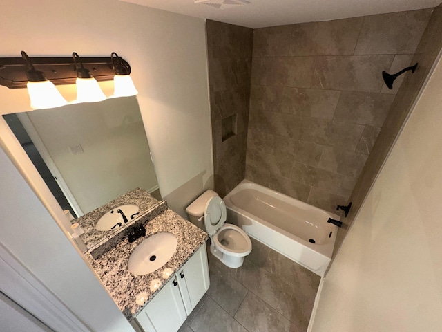 4689 Riva Ridge Dr, Olive Branch, MS 38654 - bathroom featuring vanity,  shower combination, and tile patterned flooring