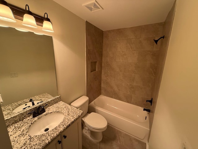 4689 Riva Ridge Dr, Olive Branch, MS 38654 - bathroom with vanity, tub / shower combination, and tile patterned floors