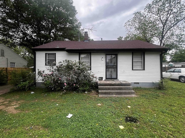 4316 Zelda Ln, Memphis, TN 38122 - view of front of property with a front yard, a chimney, and crawl space