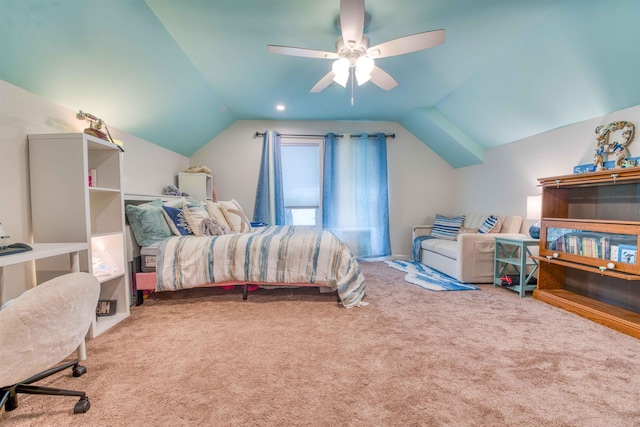 8986 Stratfield Cv, Germantown, TN 38139 - bedroom featuring lofted ceiling, carpet, and ceiling fan