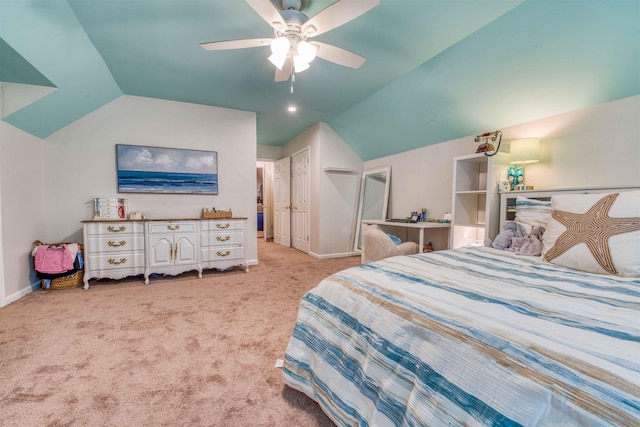 8986 Stratfield Cv, Germantown, TN 38139 - bedroom featuring lofted ceiling, carpet floors, and ceiling fan