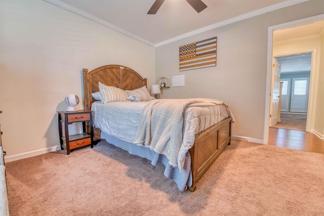 8986 Stratfield Cv, Germantown, TN 38139 - carpeted bedroom with crown molding and a ceiling fan