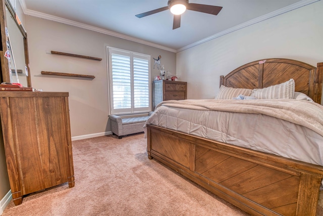 8986 Stratfield Cv, Germantown, TN 38139 - bedroom featuring light carpet, crown molding, and a ceiling fan