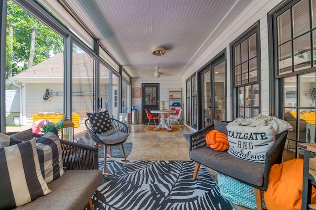 8986 Stratfield Cv, Germantown, TN 38139 - sunroom / solarium featuring tile patterned flooring and ceiling fan