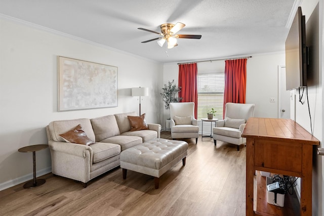 5841 Park Ave Unit 2, Memphis, TN 38119 - living area featuring ceiling fan, light wood finished floors, and crown molding