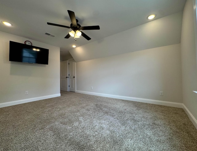7412 Lost Trail Dr, Cordova, TN 38016 - carpeted empty room featuring ceiling fan, lofted ceiling, and recessed lighting
