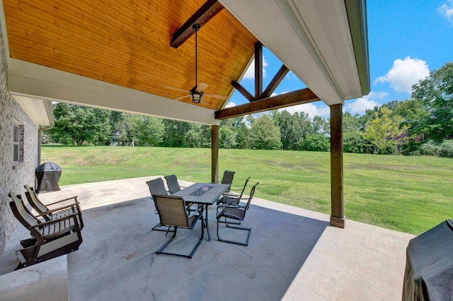 620 N Reid-Hooker Rd, Eads, TN 38028 - view of patio with a ceiling fan, outdoor dining area, and view of scattered trees