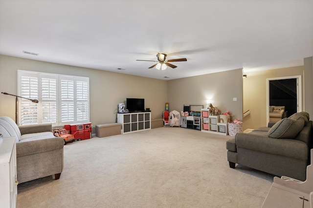 927 Oakmont Ridge Cv, Collierville, TN 38017 - carpeted living area with ceiling fan