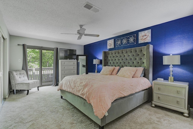 4764 Eagle Crest Dr Unit 4002, Memphis, TN 38117 - carpeted bedroom featuring access to outside, ceiling fan, and a textured ceiling