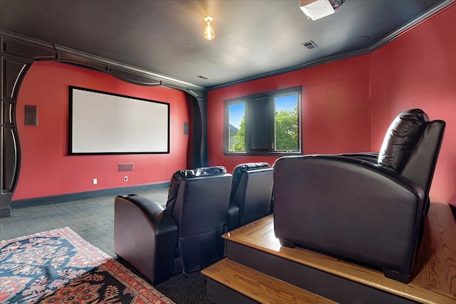 269 N Monterey Farms Cv, Collierville, TN 38017 - home theater featuring carpet and crown molding