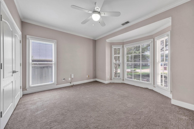1062 Center Ridge Rd, Collierville, TN 38017 - carpeted spare room with a ceiling fan and crown molding