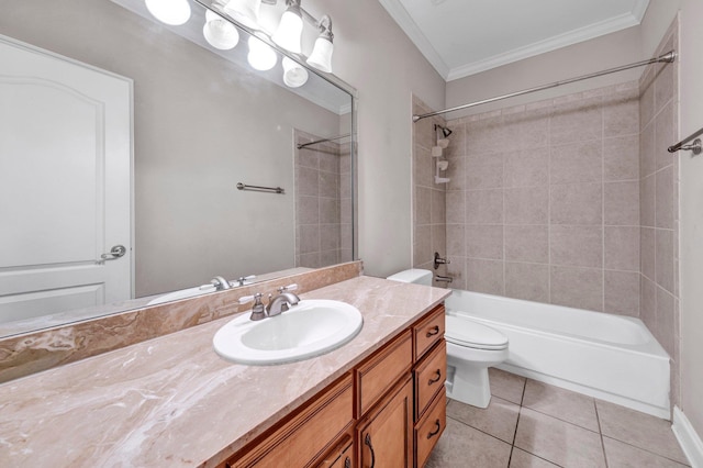 1062 Center Ridge Rd, Collierville, TN 38017 - bathroom featuring vanity, tile patterned floors, shower / bath combination, and crown molding