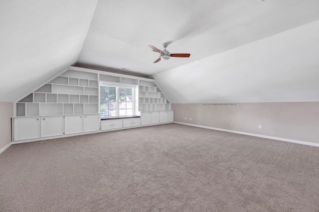 1062 Center Ridge Rd, Collierville, TN 38017 - additional living space featuring a ceiling fan, lofted ceiling, carpet flooring, and built in features
