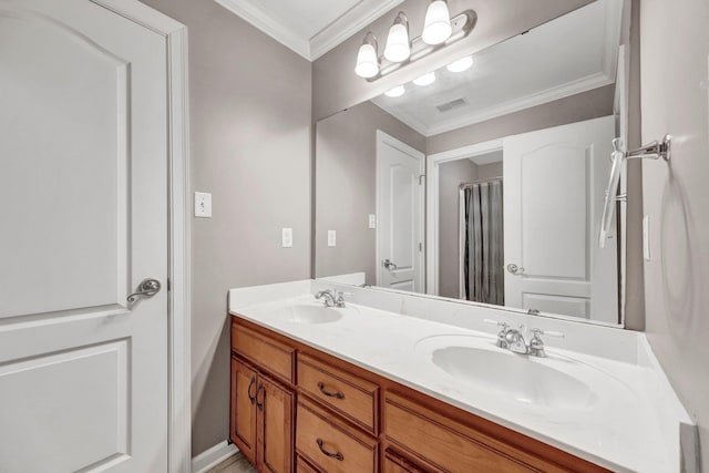 1062 Center Ridge Rd, Collierville, TN 38017 - bathroom with double vanity and ornamental molding