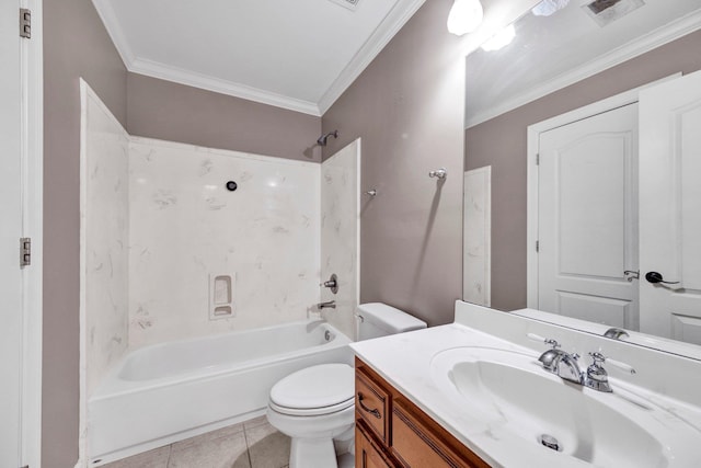 1062 Center Ridge Rd, Collierville, TN 38017 - full bathroom with vanity, tub / shower combination, ornamental molding, and tile patterned flooring