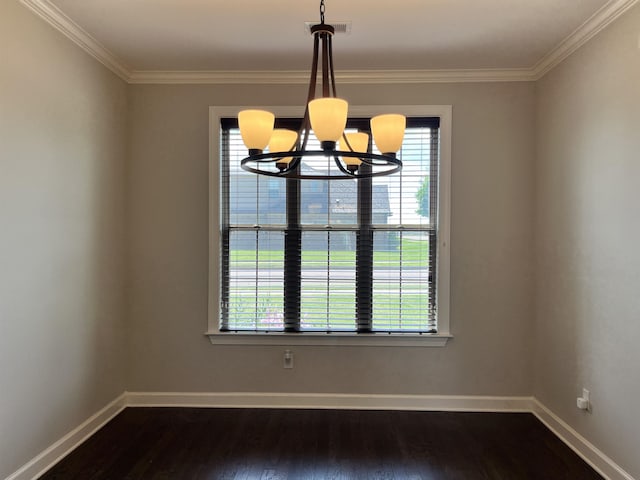 8334 Stonecrest Dr W, Olive Branch, MS 38654 - unfurnished room featuring a chandelier, dark wood-style flooring, and crown molding